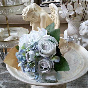 NEW! DECORATIVE Faux HYDRANGEA & ROSES FLORAL BOUQUET